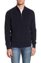 Men's Nordstrom Men's Shop Ribbed Quarter Zip Sweater - Blue
