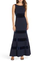Women's Vince Camuto Velvet & Scuba Crepe Mermaid Gown (similar To 14w) - Blue