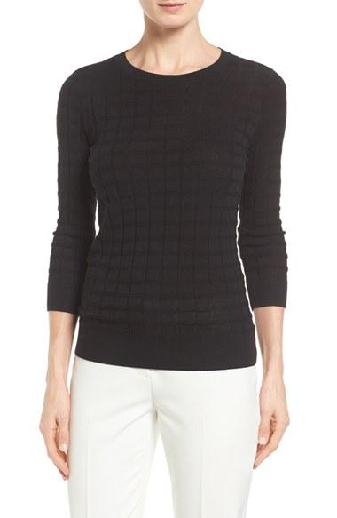 Petite Women's Halogen Cotton Blend Pullover P - Black