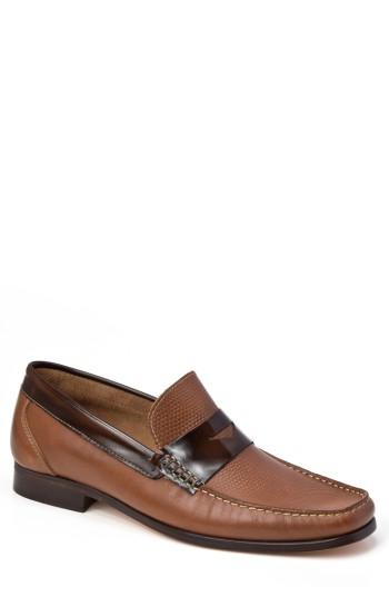 Men's Sandro Moscoloni Bilbao Pebble Embossed Penny Loafer .5 D - Brown
