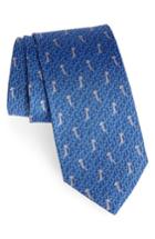 Men's Salvatore Ferragamo Giraffe Print Silk Tie, Size - Blue
