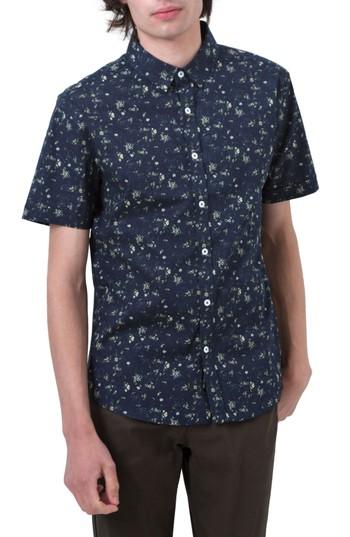 Men's 7 Diamonds Rising Water Print Woven Shirt, Size - Blue