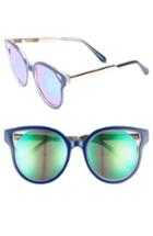 Women's Leith 53mm Mirrored Enamel Cutout Sunglasses - Blue