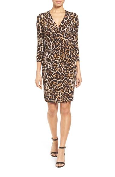 Women's Anne Klein Animal Print Faux Wrap Dress