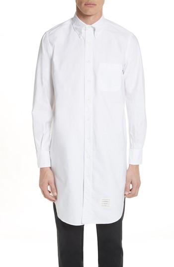 Men's Thom Browne Elongated Woven Shirt - White