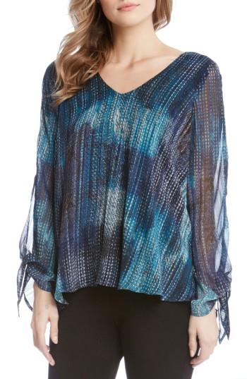 Women's Kane Karen Split Tie Sleeve Top - Purple