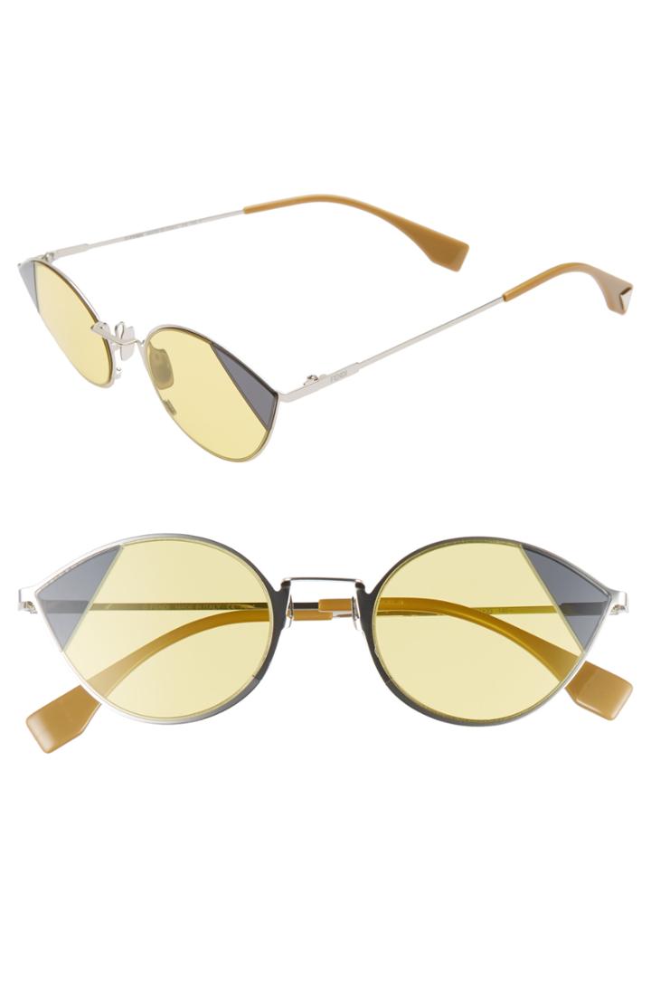 Women's Fendi 51mm Aviator Sunglasses - Silver/ Pink