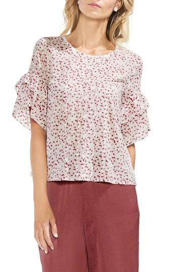 Women's Vince Camuto Print Ruffle Blouse - White