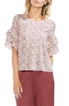 Women's Vince Camuto Print Ruffle Blouse - White
