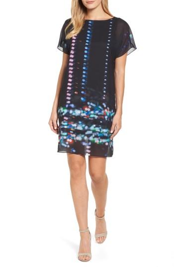 Women's Kenneth Cole New York Print Chiffon Shift Dress - Black