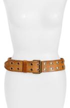 Women's Frye Double Grommet Leather Belt - Tan