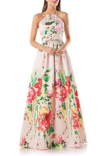 Women's Carmen Marc Valvo Infusion Mikado Ballgown - Beige