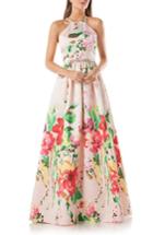 Women's Carmen Marc Valvo Infusion Mikado Ballgown - Beige