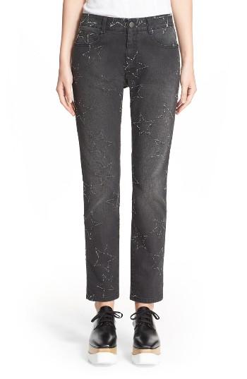 Women's Stella Mccartney Star Embellished Skinny Boyfriend Jeans - Black