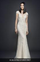 Women's Lazaro Embellished Lace Cap Sleeve Gown, Size In Store Only - Ivory