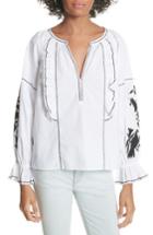 Women's Joie Cleavanta Embroidered Peasant Blouse - White