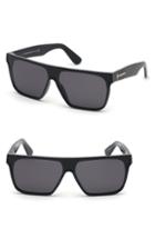 Men's Tom Ford Shield Sunglasses - Shiny Black/ Blue