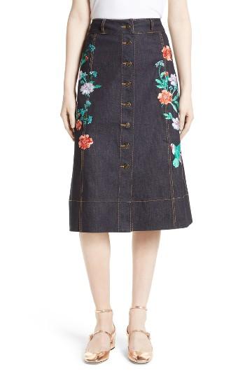 Women's Kate Spade New York Embroidered Denim Skirt