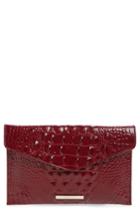 Brahmin Melbourne Croc Embossed Leather Envelope Clutch - Red