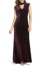 Women's Eliza J Side Pleated Velvet Choker Gown