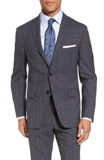 Men's H Modern Fit Stretch Plaid Wool Sport Coat R - Blue