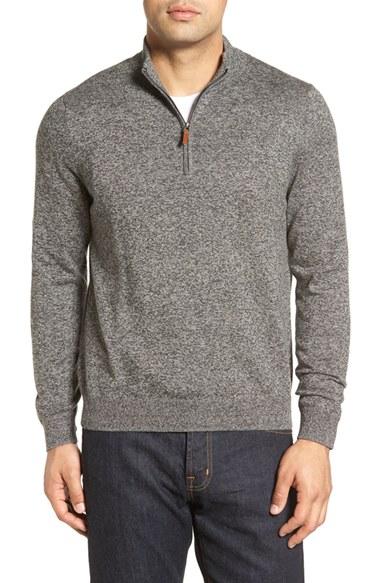 Men's Nordstrom Men's Shop Half Zip Cotton & Cashmere Pullover - Black