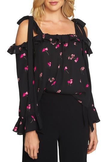 Women's Cece Confetti Tie Shoulder Ditsy Top - Black