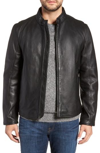 Men's Andrew Marc Horace Leather Moto Jacket - Black