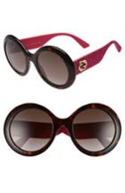Women's Gucci 53mm Round Sunglasses - Havana/ Brown