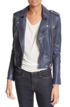 Women's Iro 'ashville' Leather Jacket Us / 40 Fr - Blue