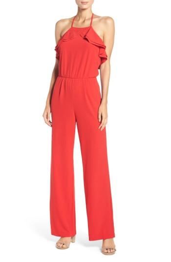 Women's Eci Ruffle Halter Jumpsuit - Red