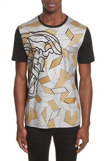 Men's Versace Collection Half Medusa Print T-shirt - Black