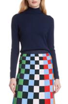 Women's Tory Sport Ribbed Merino Wool Blend Turtleneck Sweater - Blue
