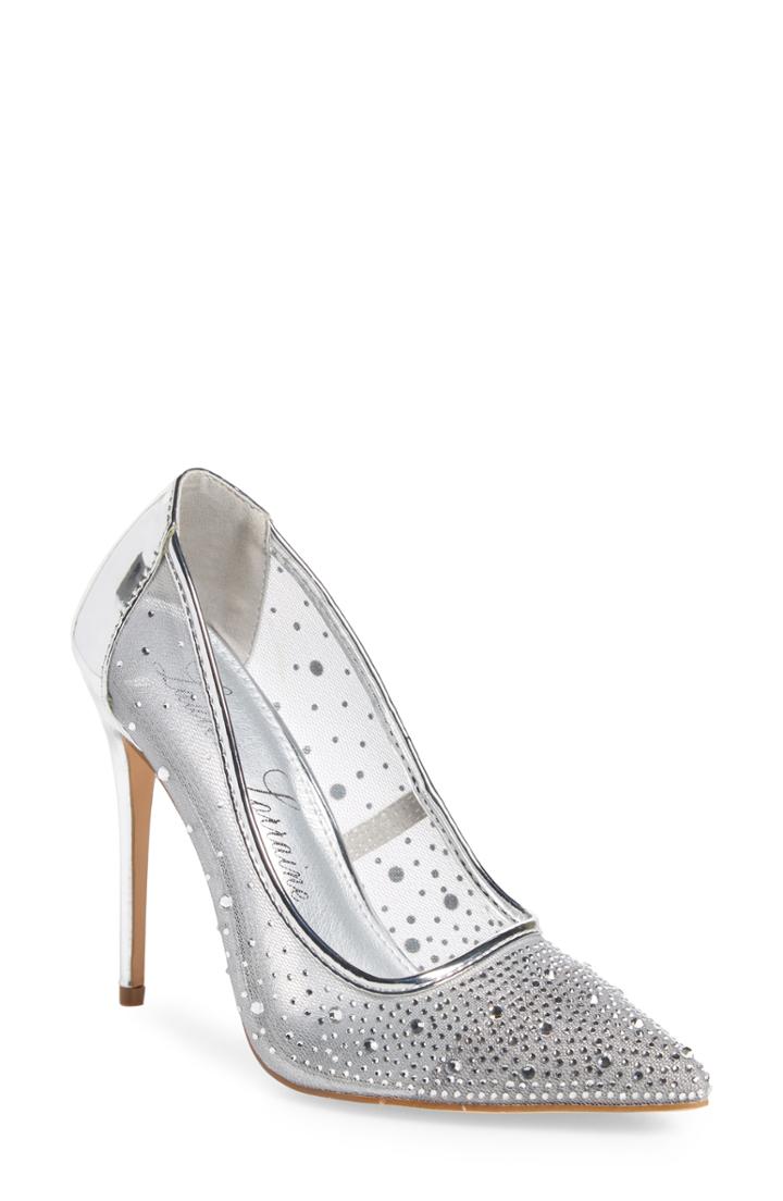 Women's Lauren Lorraine Janna Embellished Illusion Pump .5 M - Metallic