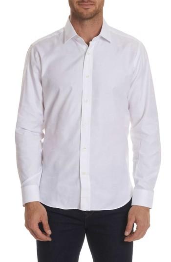 Men's Robert Graham Regular Fit Ragtop Jacquard Sport Shirt - White