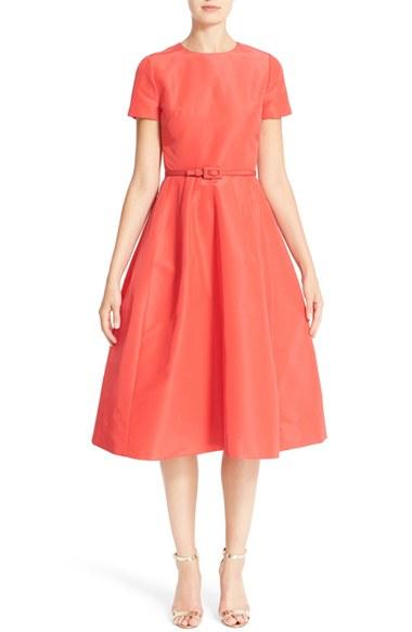 Women's Carolina Herrera Belted Silk Faille A-line Dress