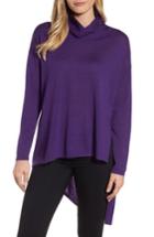 Women's Eileen Fisher Asymmetrical Merino Wool Sweater, Size - Purple