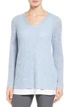 Women's Eileen Fisher V-neck Organic Linen Sweater - Blue