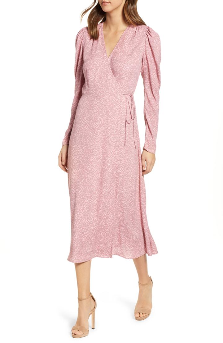 Women's Afrm Caley Wrap Midi Dress - Pink