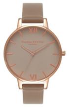 Women's Olivia Burton Go For Griege Leather Strap Watch, 38mm