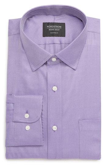 Men's Nordstrom Men's Shop Traditional Fit Solid Dress Shirt - 32/33 - Purple