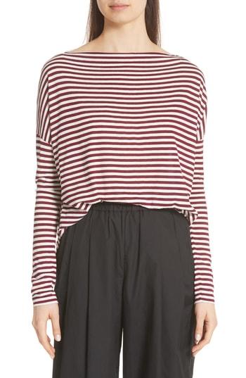 Women's Vince Stripe Drop Shoulder Top - Burgundy