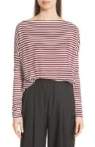 Women's Vince Stripe Drop Shoulder Top - Burgundy