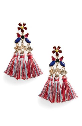Women's Shashi Flower Tassel Drop Earrings