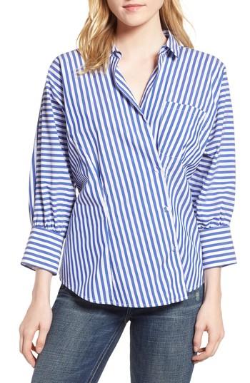 Women's Habitual Asymmetrical Stripe Blouse - Blue