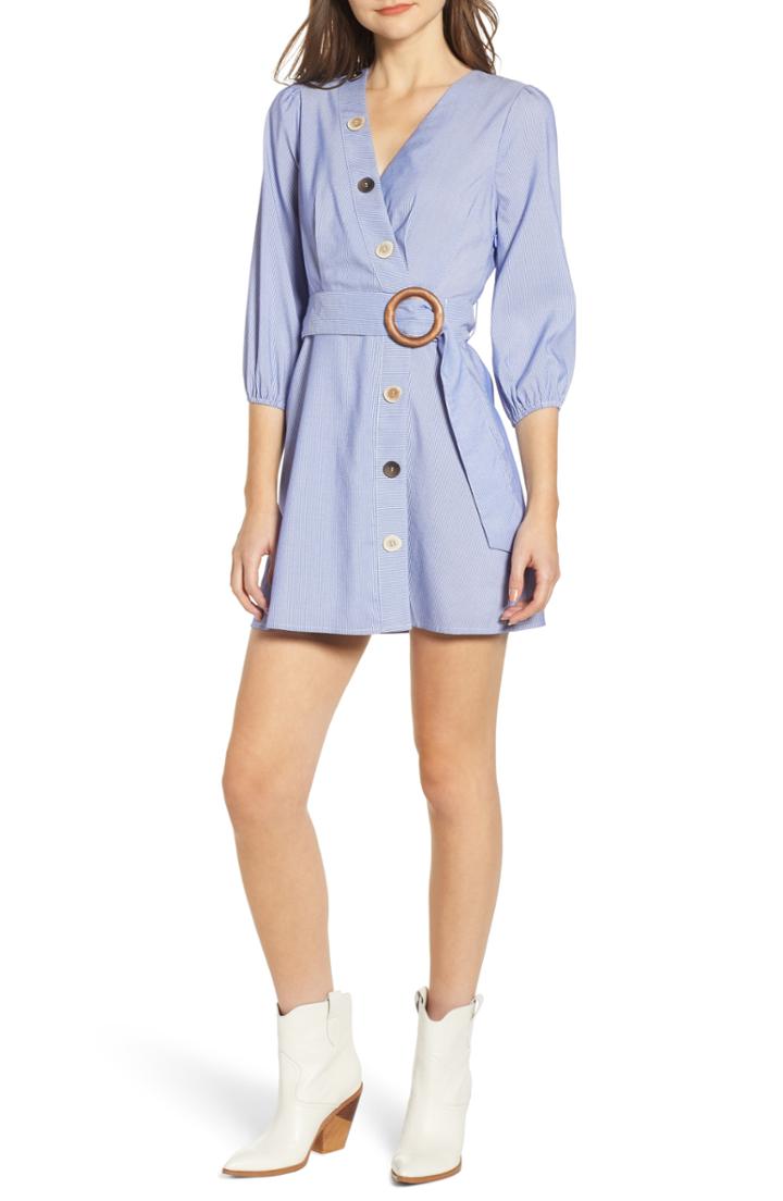 Women's Moon River Button Front Faux Wrap Dress - Purple