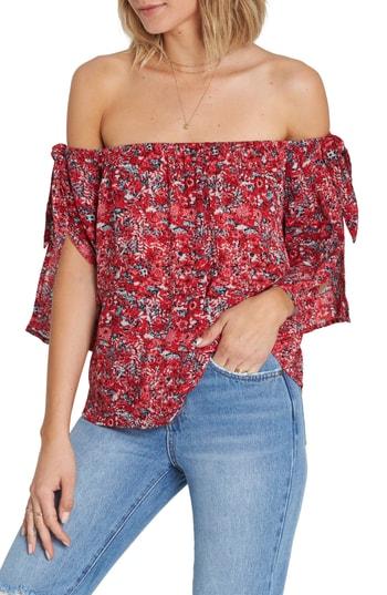 Women's Billabong Blues Baby Off The Shoulder Top - Red
