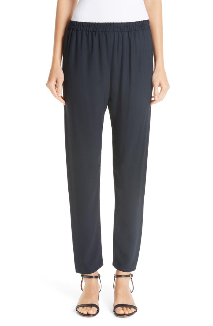 Women's Mansur Gavriel Straight Leg Crepe Pants Us / 38 It - Blue