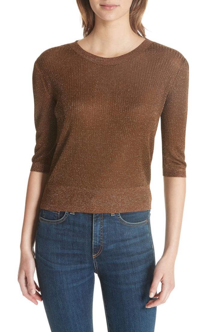 Women's Veronica Beard Uma Metallic Knit Sweater