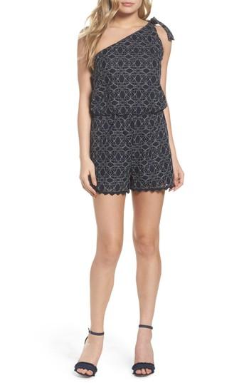 Women's 19 Cooper One-shoulder Lace Romper - Blue
